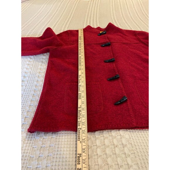 Ruby Rd Womens Jacket 100% Wool Size Medium Fuzzy Red Chinese Style w/ Pockets - Picture 11 of 12